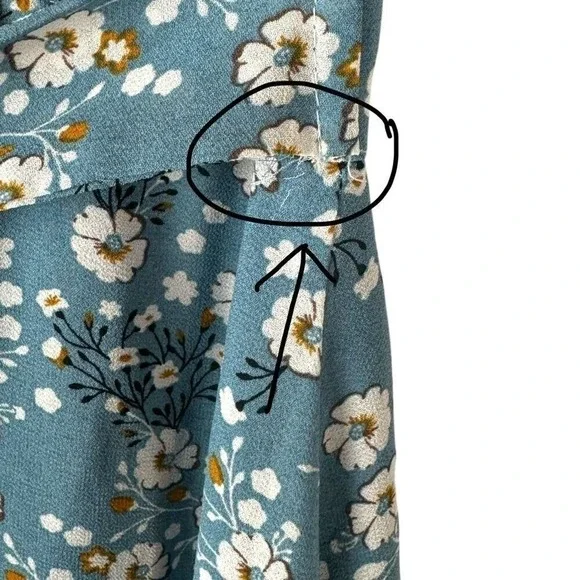 Red Valentino Blue Floral Midi Dress Womens Size Small Peasant Milkmaid Prairie